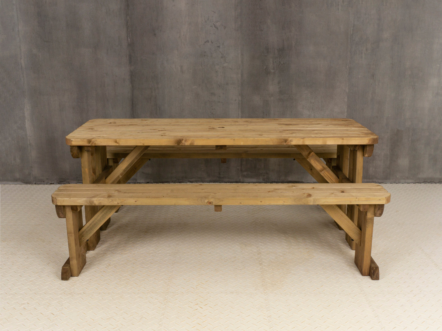 Aspen Rounded Picnic Table and Benches Set - Rustic Finish