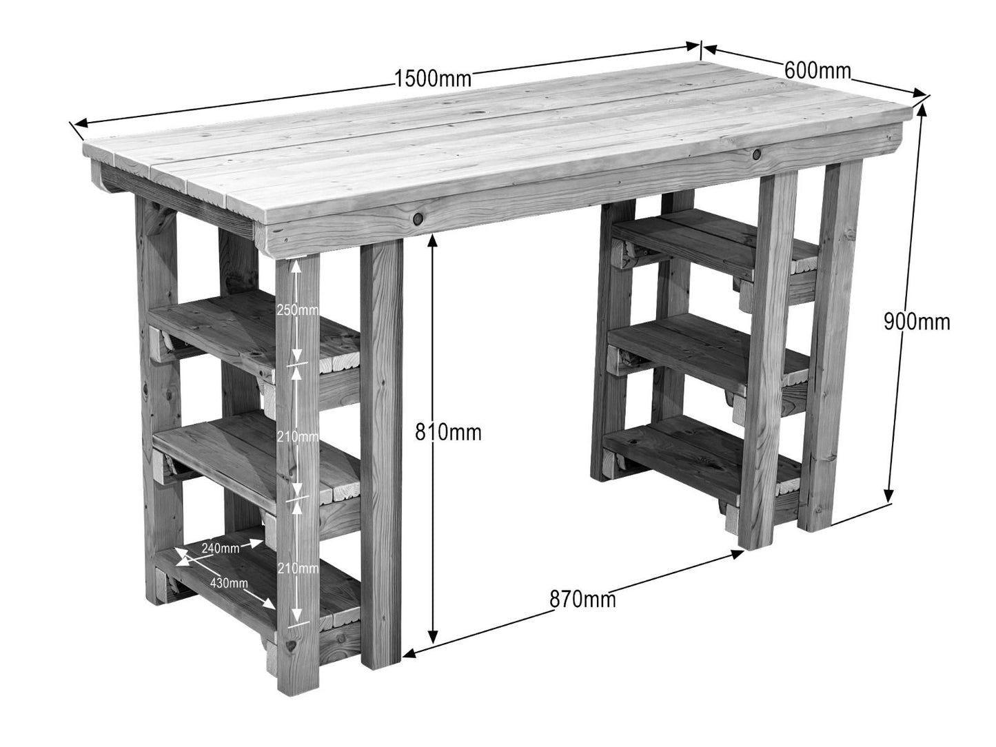 Garden potting table, multi purpose workbench (150cm + chair)