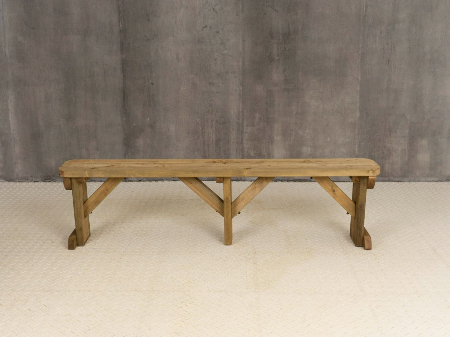 Hollies Wooden Garden Rounded Bench, Outdoor Fence Seat - Rustic Finish