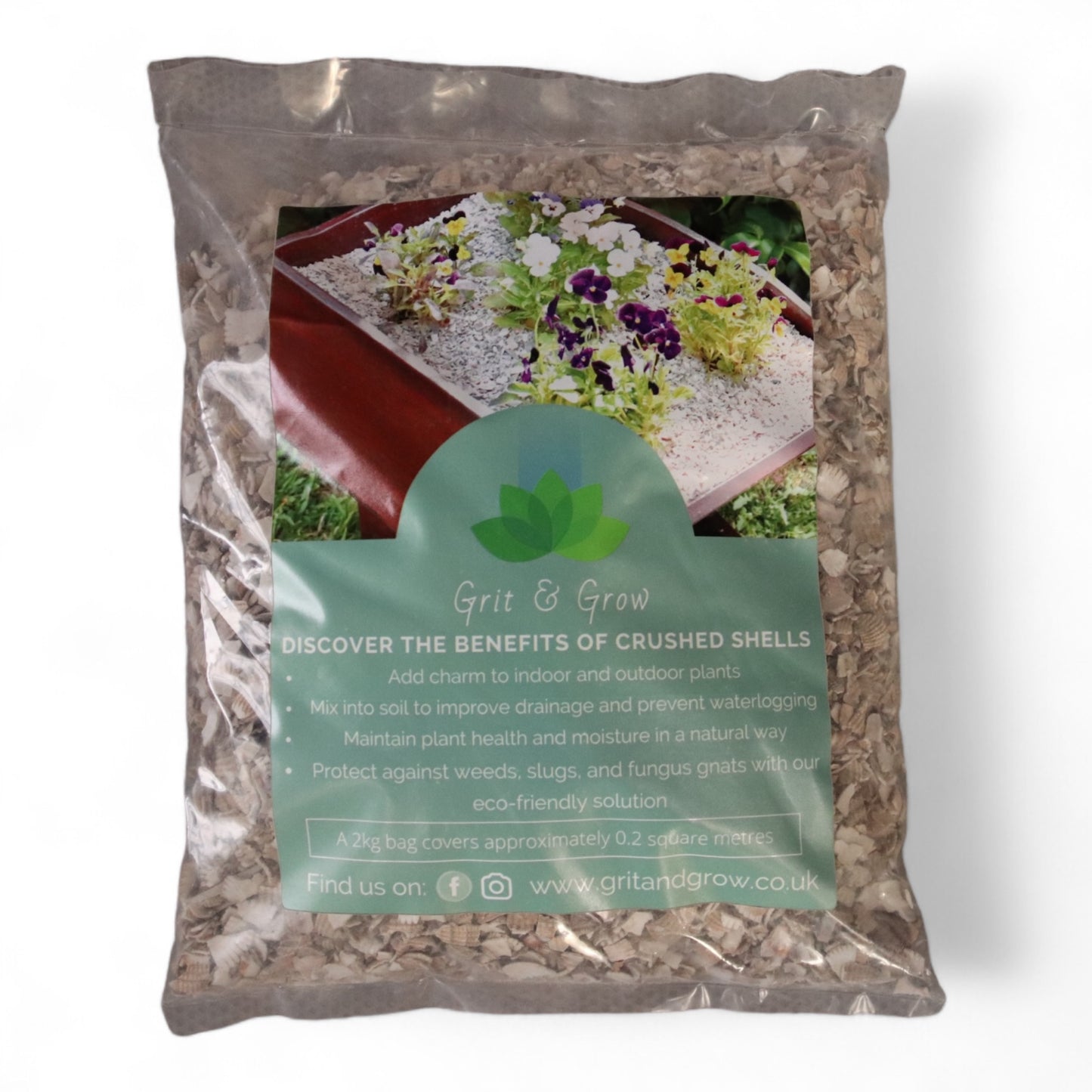 Crushed Sea Shells 2kg bag - Grit & Grow
