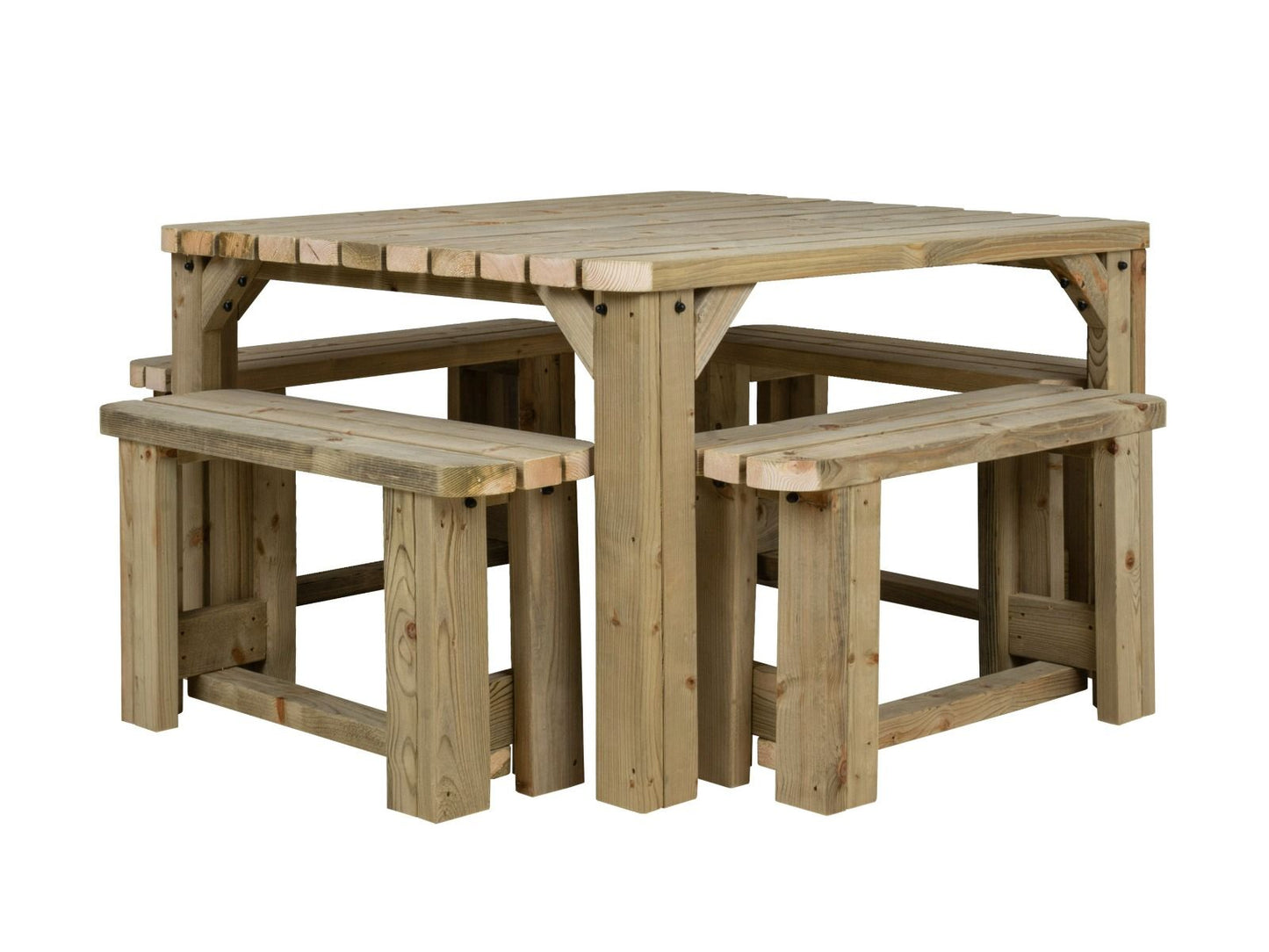 QUADRUM Rounded Picnic Table With 4 Benches