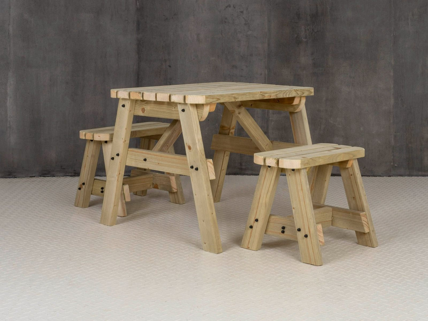 Victoria Rounded Space Saving Picnic Table and Benches Set