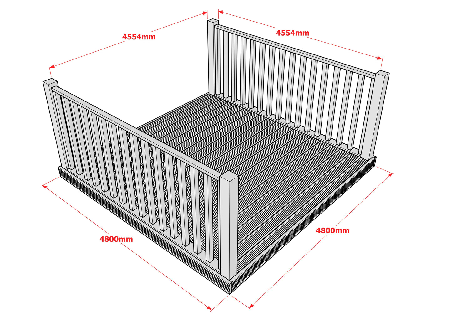 Decking Kit With Two Side Balustrade