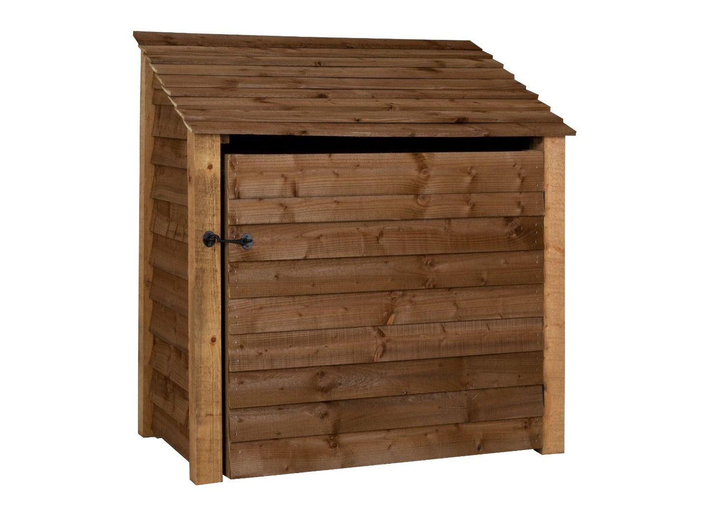 Wooden Log Store with Door and Shelf W-119cm, H-126cm or 180cm, D-88cm - Brown Finish