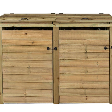 Wooden Wheelie Bin Store, Natural Finish