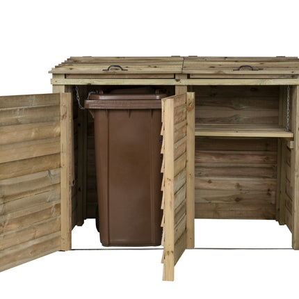 Wooden Wheelie Bin Store, Natural Finish