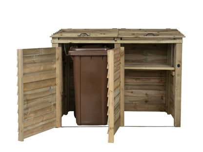 Wooden Wheelie Bin Store, Natural Finish