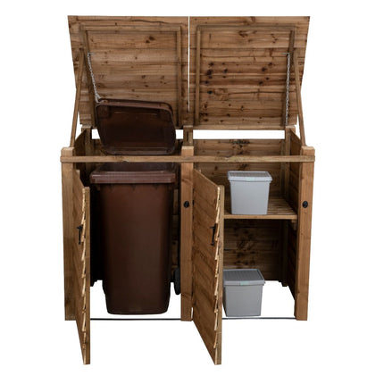Wooden Wheelie Bin Store, Brown Finish
