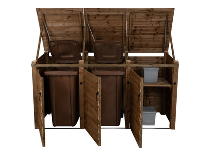 Wooden Wheelie Bin Store, Brown Finish