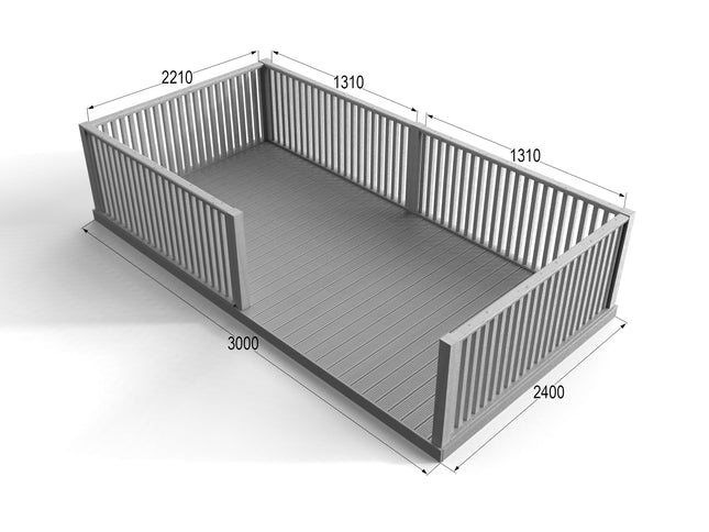 Rectangular Decking Kit With Balustrades V.4