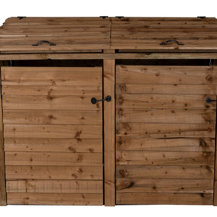 Wooden Wheelie Bin Store, Brown Finish