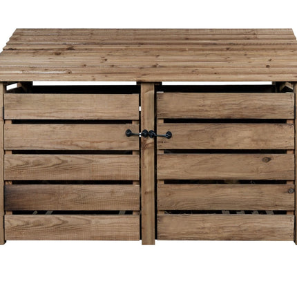 Slatted Wooden Log Store with Doors W-187cm, H-126cm or 180cm, D-88cm - Brown Finish