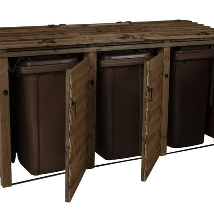 Wooden Wheelie Bin Store, Brown Finish