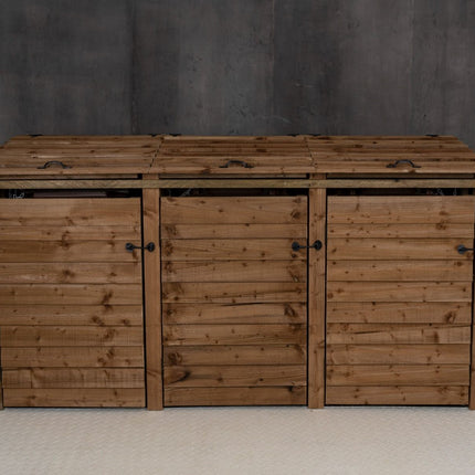 Wooden Wheelie Bin Store, Brown Finish