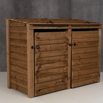 Wooden Wheelie Bin Store, Brown Finish