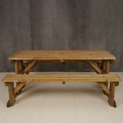 Abies Picnic Table Benches Set - Rustic Finish