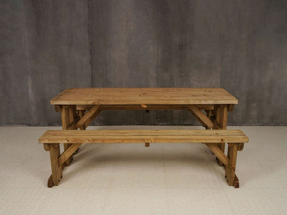 Abies Picnic Table Benches Set - Rustic Finish