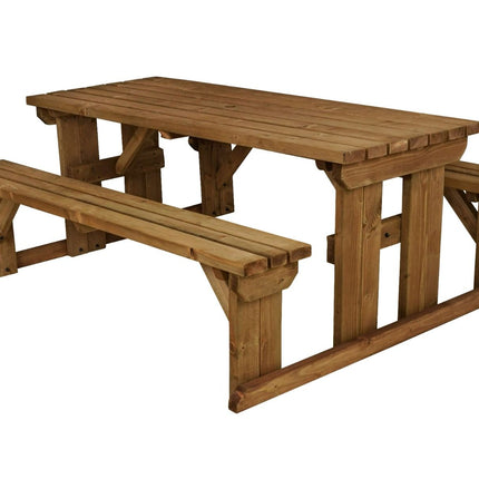 Abies Picnic Table Benches Set - Rustic Finish