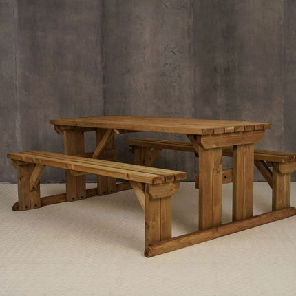 Abies Picnic Table Benches Set - Rustic Finish
