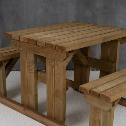 Abies Picnic Table Benches Set - Rustic Finish