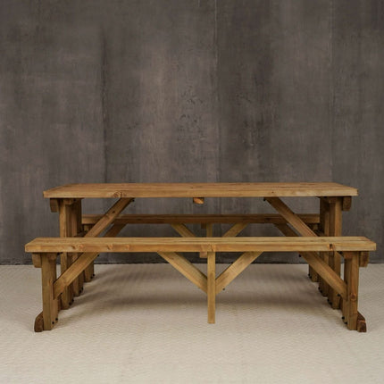 Abies Picnic Table Benches Set - Rustic Finish