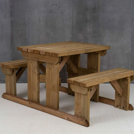 Abies Picnic Table Benches Set - Rustic Finish