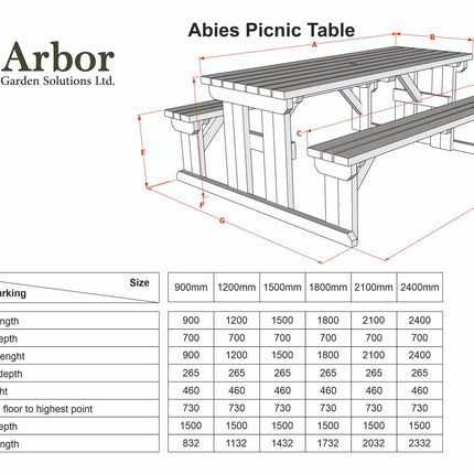 Abies Picnic Table Benches Set - Rustic Finish