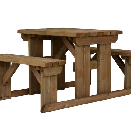 Abies Picnic Table Benches Set - Rustic Finish