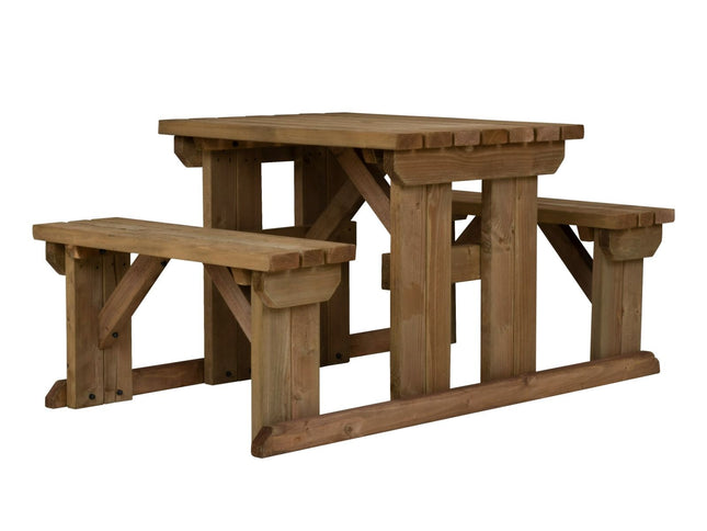 Abies Picnic Table Benches Set - Rustic Finish