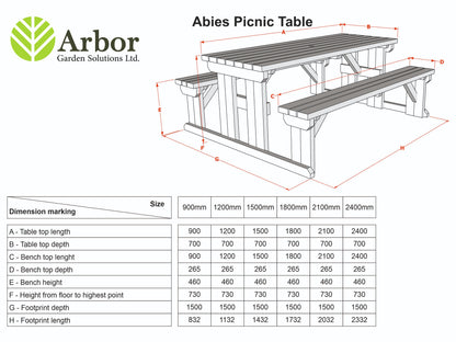 Abies Picnic Table and Benches Set