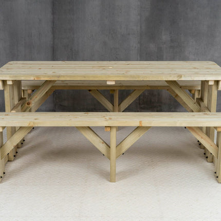 Abies Rounded Picnic Table and Benches Set