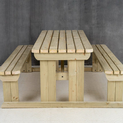 Abies Rounded Picnic Table and Benches Set