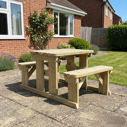 Abies Rounded Picnic Table and Benches Set