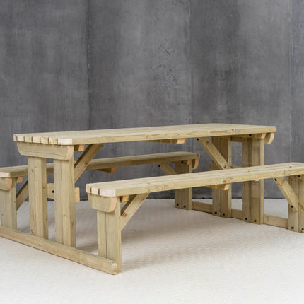 Abies Rounded Picnic Table and Benches Set