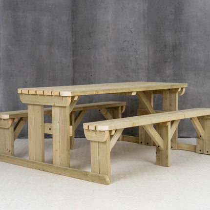 Abies Rounded Picnic Table and Benches Set