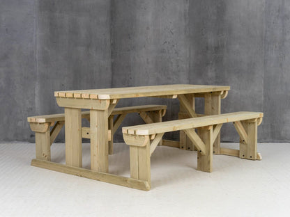 Abies Rounded Picnic Table and Benches Set