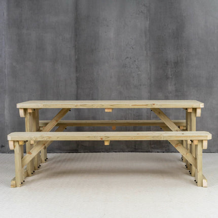 Abies Rounded Picnic Table and Benches Set