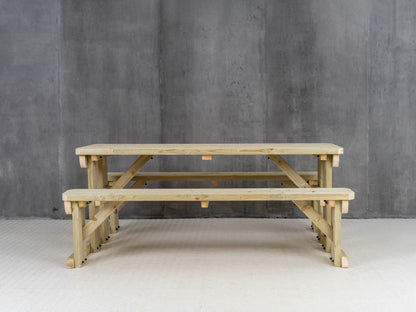 Abies Rounded Picnic Table and Benches Set