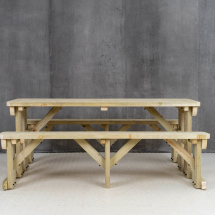 Abies Rounded Picnic Table and Benches Set