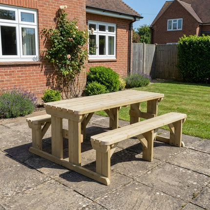 Abies Rounded Picnic Table and Benches Set