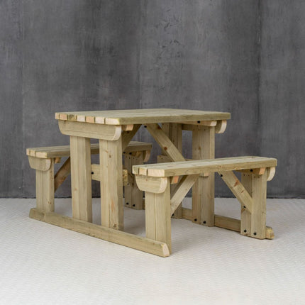 Abies Rounded Picnic Table and Benches Set