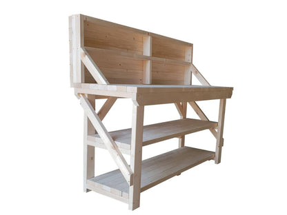 Acorn Wooden Workbench With Back Panel and Double Shelf