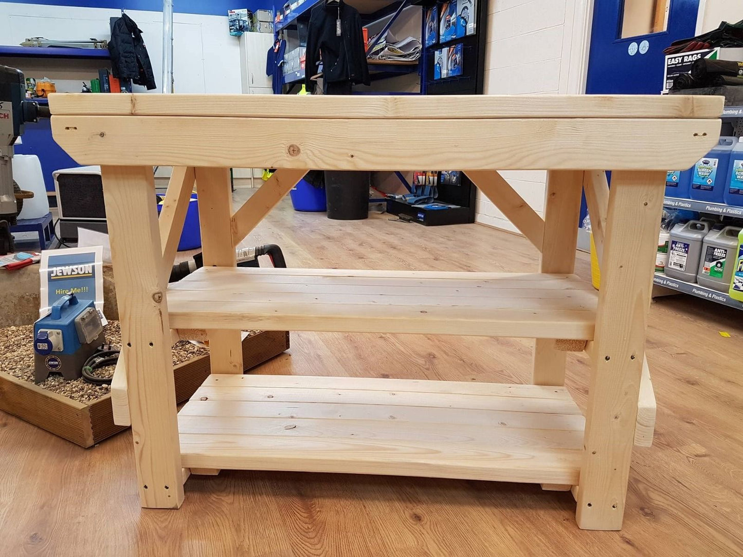 Acorn Wooden Workbench With Double Shelf