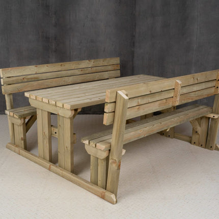 Alders Picnic Table Benches Set With Backrest