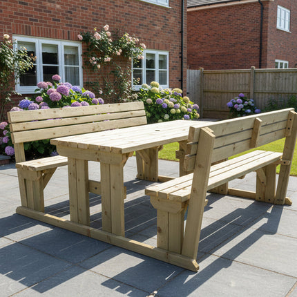 Alders Picnic Table Benches Set With Backrest