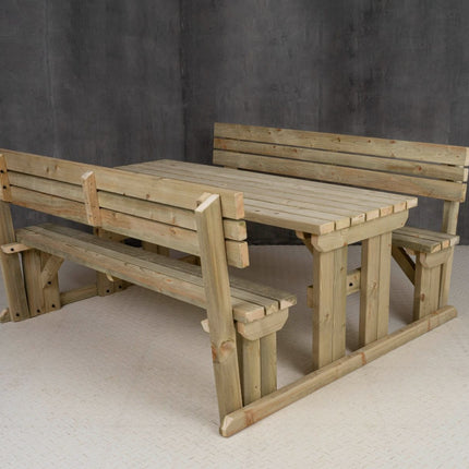 Alders Picnic Table Benches Set With Backrest