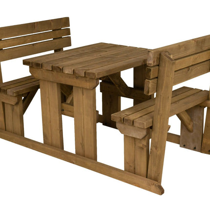 Alders Picnic Table Benches Set With Backrest - Rustic Finish
