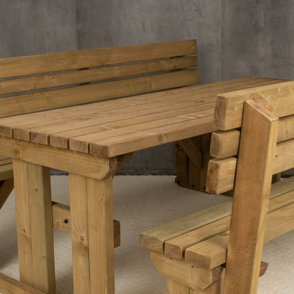 Alders Picnic Table Benches Set With Backrest - Rustic Finish