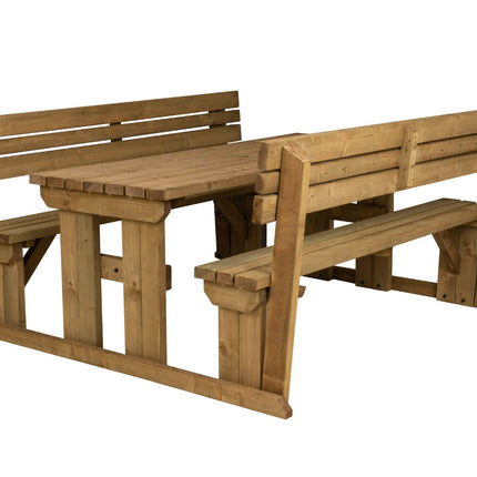 Alders Picnic Table Benches Set With Backrest - Rustic Finish