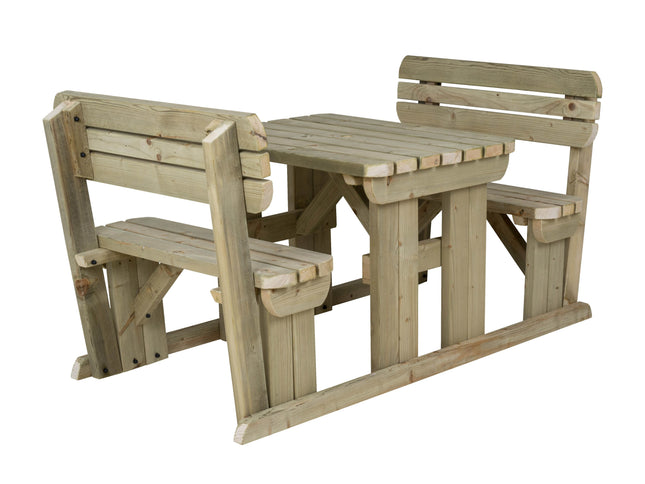 Rounded Alders Picnic Table Benches Set With Backrest